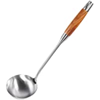 Newness Cazo para Sopa- 35.9 cm Cazo de Cocina- 304 Acero INOX- Cazo para Sopa con Mango de Madera